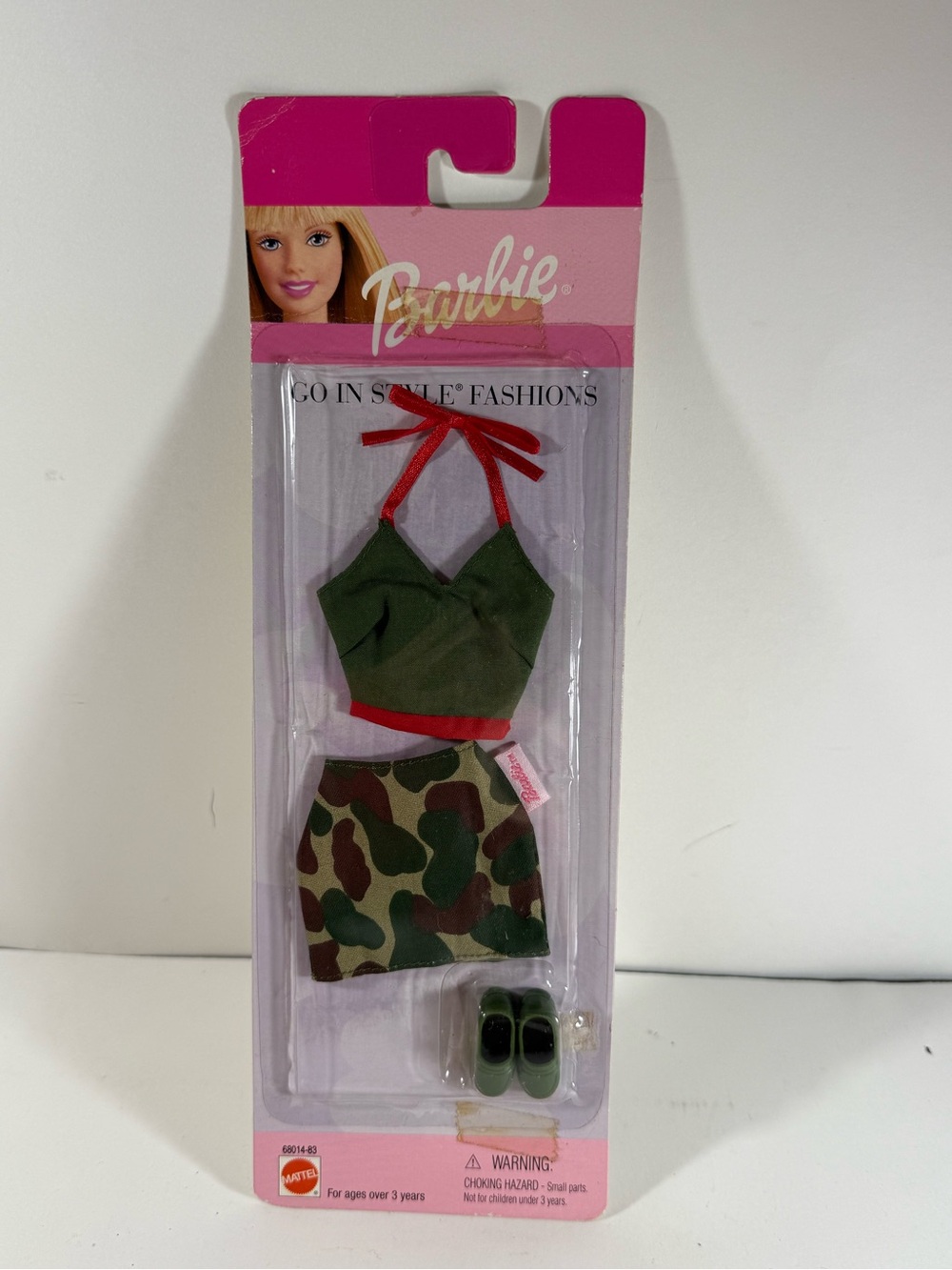 Vintage Barbie style on the go camo skirt halter top shoes